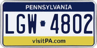 PA license plate LGW4802
