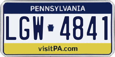 PA license plate LGW4841