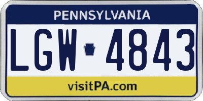 PA license plate LGW4843