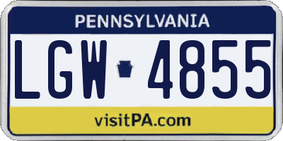 PA license plate LGW4855