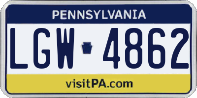 PA license plate LGW4862