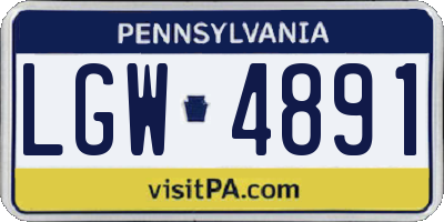 PA license plate LGW4891
