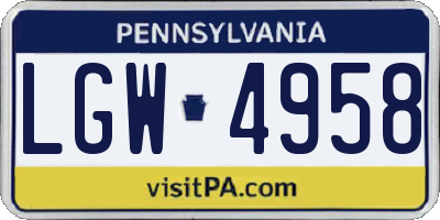 PA license plate LGW4958