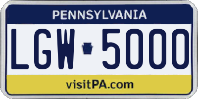 PA license plate LGW5000