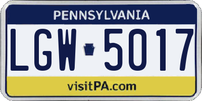 PA license plate LGW5017