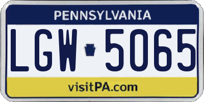 PA license plate LGW5065