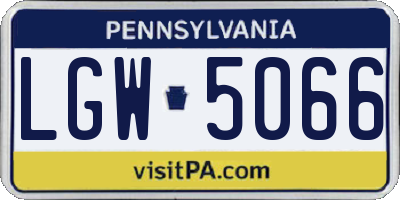 PA license plate LGW5066