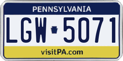 PA license plate LGW5071