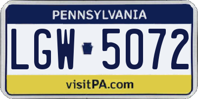 PA license plate LGW5072