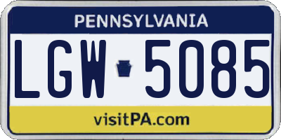 PA license plate LGW5085