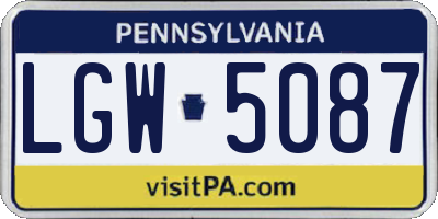 PA license plate LGW5087