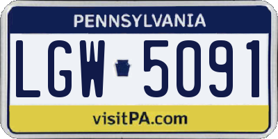 PA license plate LGW5091