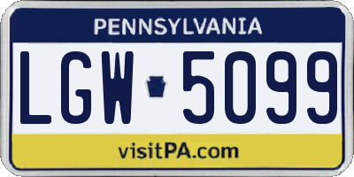PA license plate LGW5099