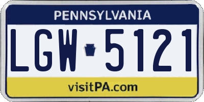 PA license plate LGW5121