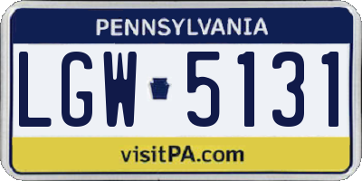 PA license plate LGW5131