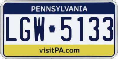 PA license plate LGW5133