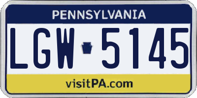 PA license plate LGW5145