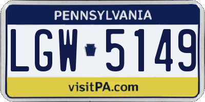 PA license plate LGW5149