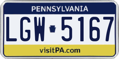 PA license plate LGW5167