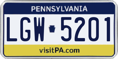 PA license plate LGW5201