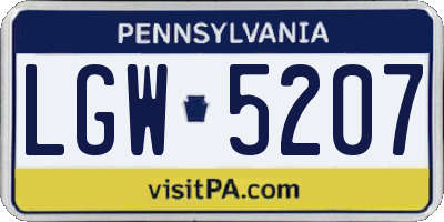 PA license plate LGW5207