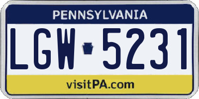 PA license plate LGW5231