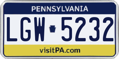 PA license plate LGW5232