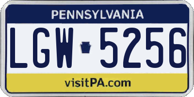 PA license plate LGW5256