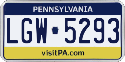 PA license plate LGW5293
