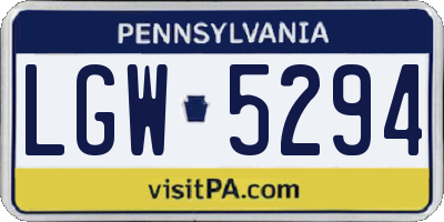 PA license plate LGW5294