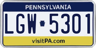PA license plate LGW5301