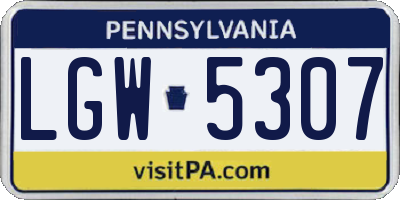 PA license plate LGW5307