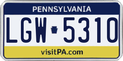 PA license plate LGW5310