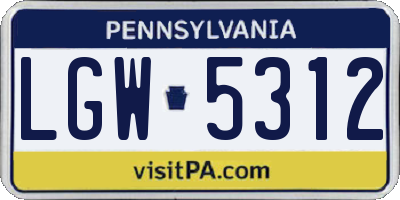 PA license plate LGW5312