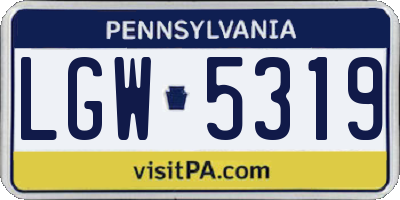 PA license plate LGW5319