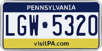PA license plate LGW5320