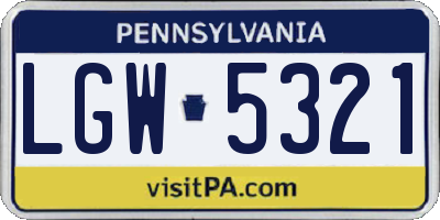 PA license plate LGW5321