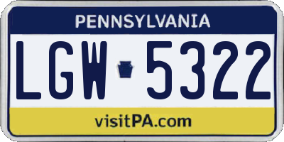 PA license plate LGW5322