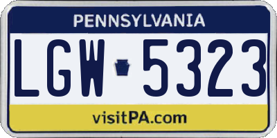 PA license plate LGW5323