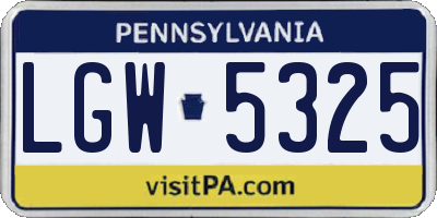 PA license plate LGW5325