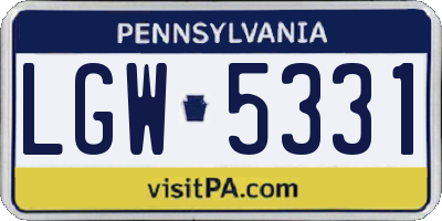 PA license plate LGW5331