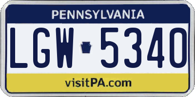 PA license plate LGW5340