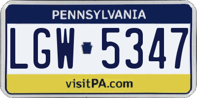 PA license plate LGW5347