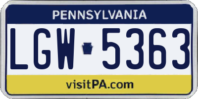 PA license plate LGW5363