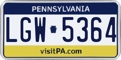 PA license plate LGW5364