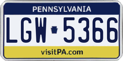 PA license plate LGW5366