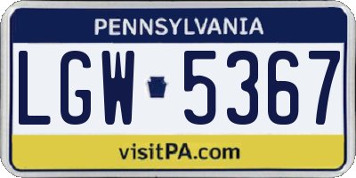 PA license plate LGW5367