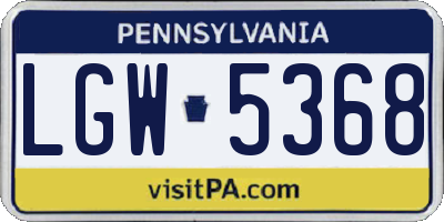 PA license plate LGW5368