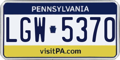PA license plate LGW5370
