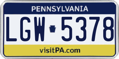 PA license plate LGW5378